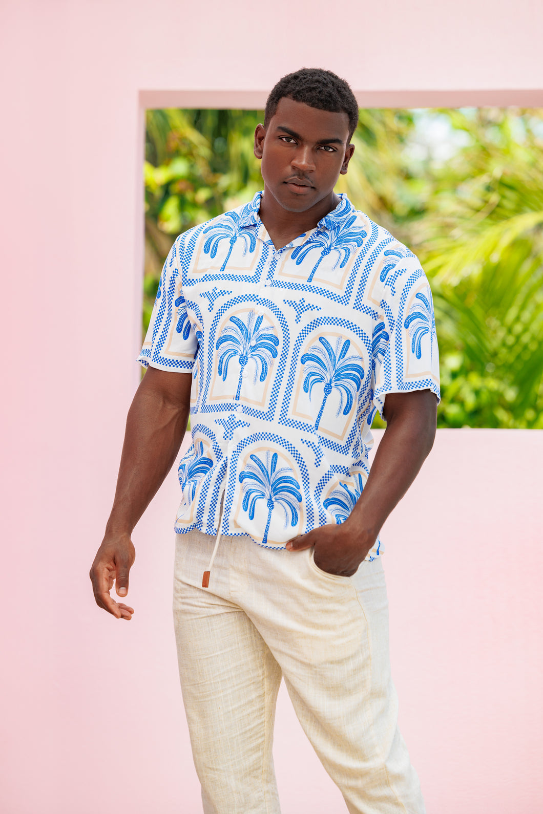 Blue Palm Leaf Heritage Shirt